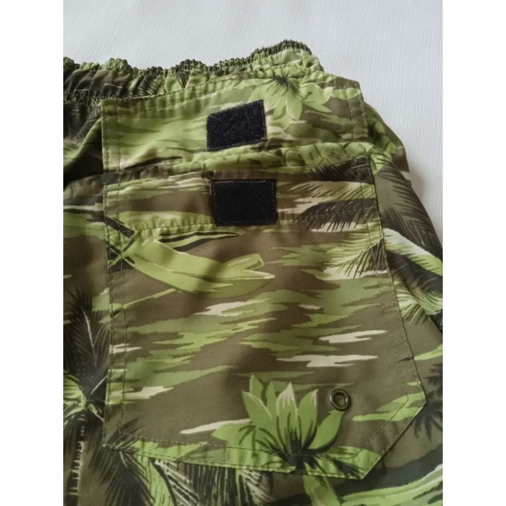 Sand N Sun Shades of Green Tropical Palm Tree Print Swim Trunks Men's 32 Waist